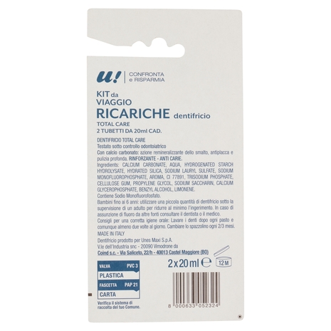 Kit da Viaggio Ricariche Dentifricio U! Confronta e Risparmia
